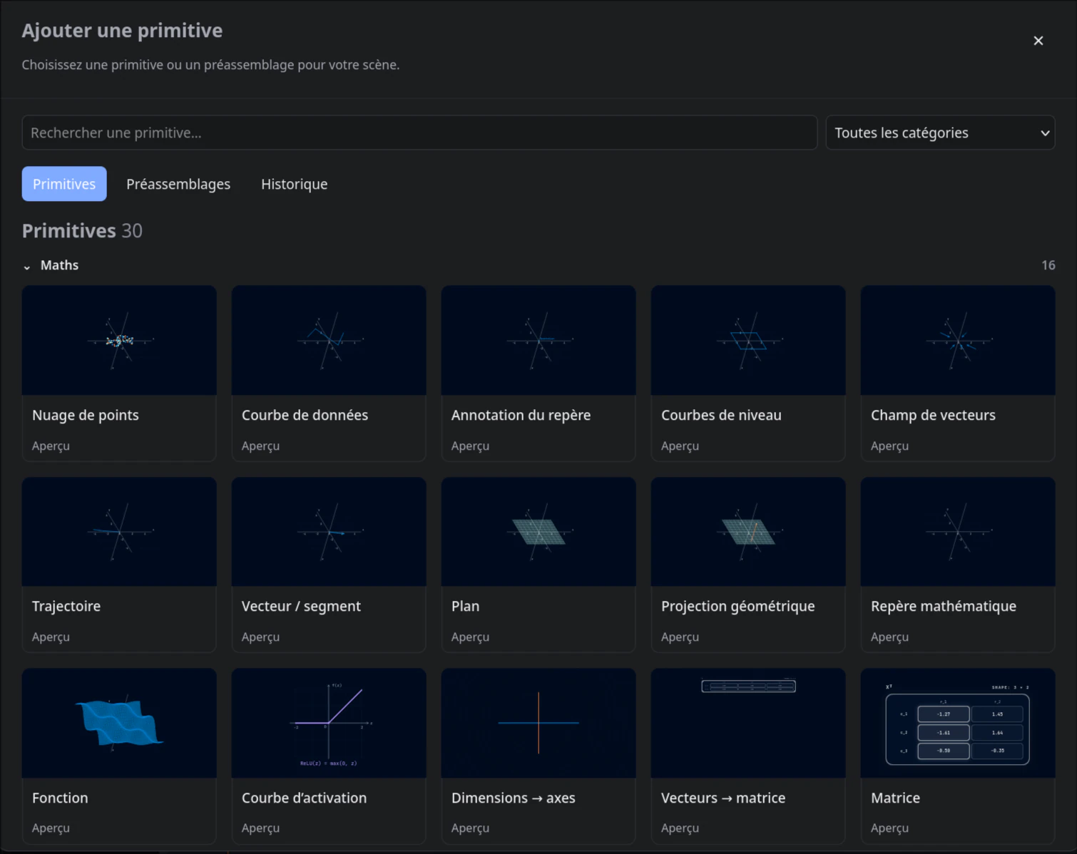 Bibliothèque de primitives mathématiques de LINIA